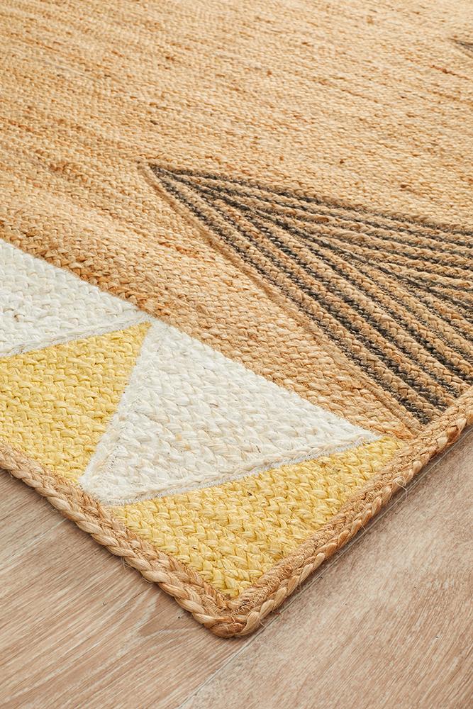 Array Hand-Crafted  Jute - Cotton Yellow Rug