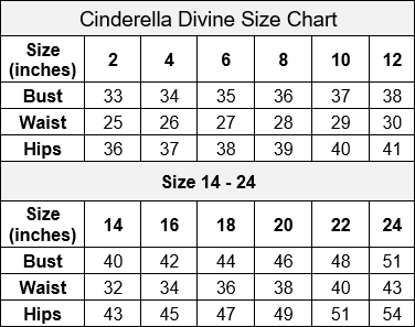Cinderella Divine Size Chart #1
