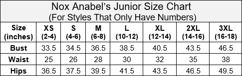 Tabla de tallas Nox Anabel Number Junior