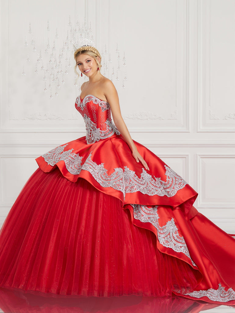 red and silver quinceanera dresses