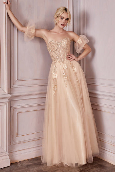 Cinderella Divine - CD948 Embroidered Corset Bodice A-Line Gown
