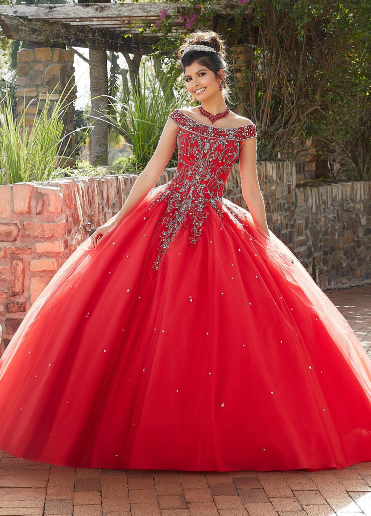 red off the shoulder quince dress