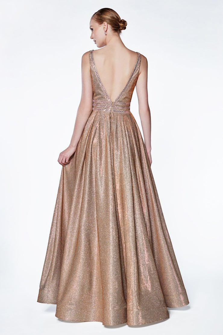 metallic ball gown