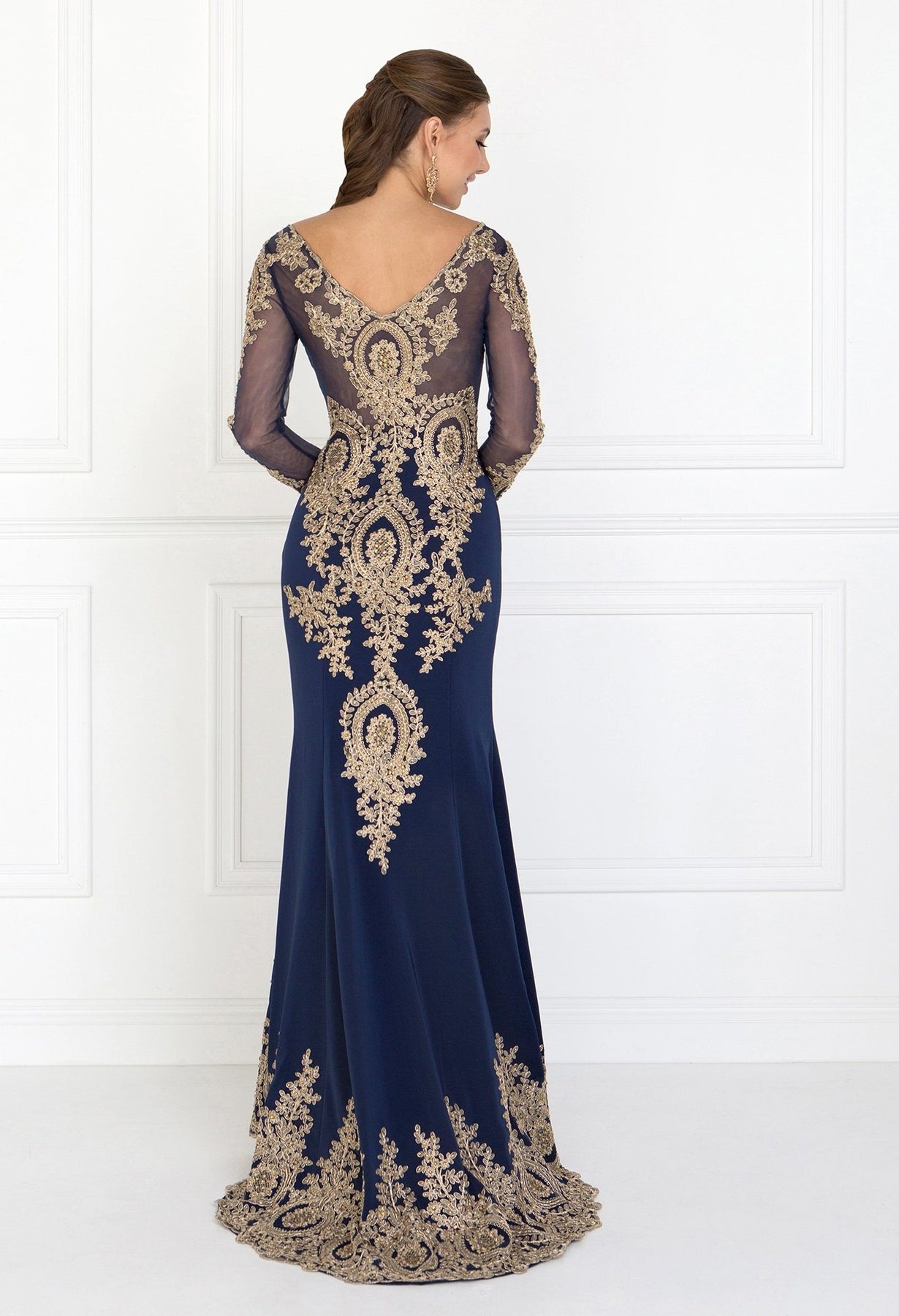 Embellished Long-Sleeve Mermaid Gown by Elizabeth K GL1597 – ABC Fashion