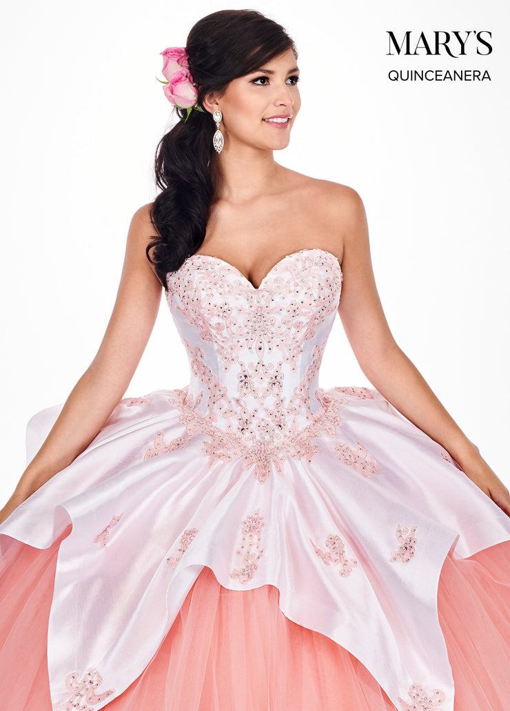 Embroidered Strapless Quinceanera Dress by Mary's Bridal MQ2056-Quinceanera Dresses-ABC Fashion