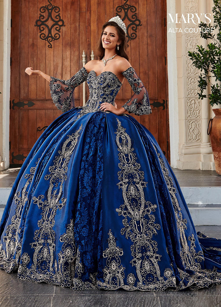 navy blue and gold quince dress