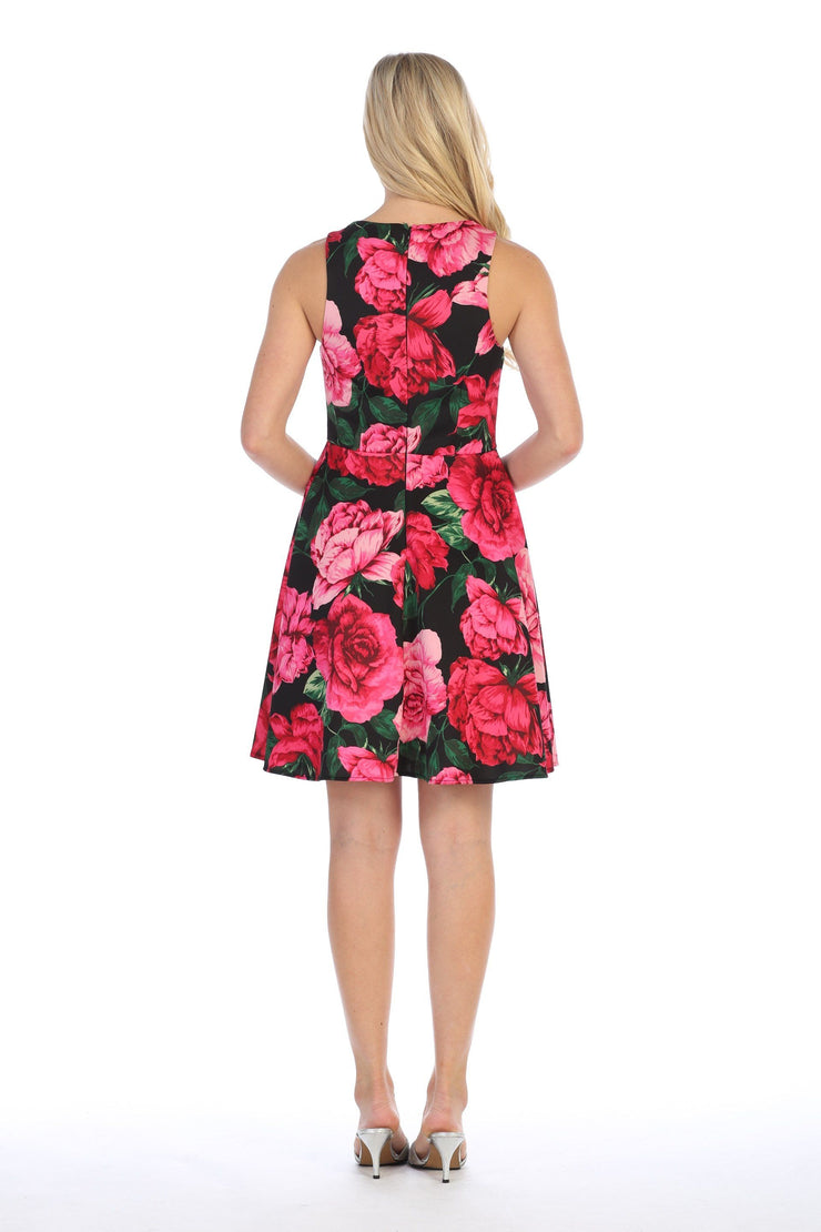 Floral Print Short Sleeveless Party Dress by Celavie 6338 – ABC Fashion