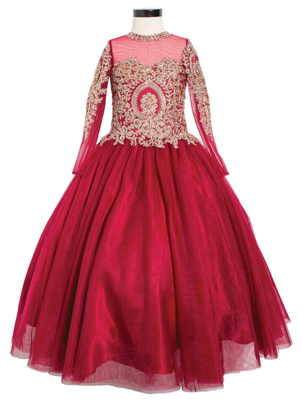 Girls Embellished Long Sleeve Gown by Dancing Queen K703