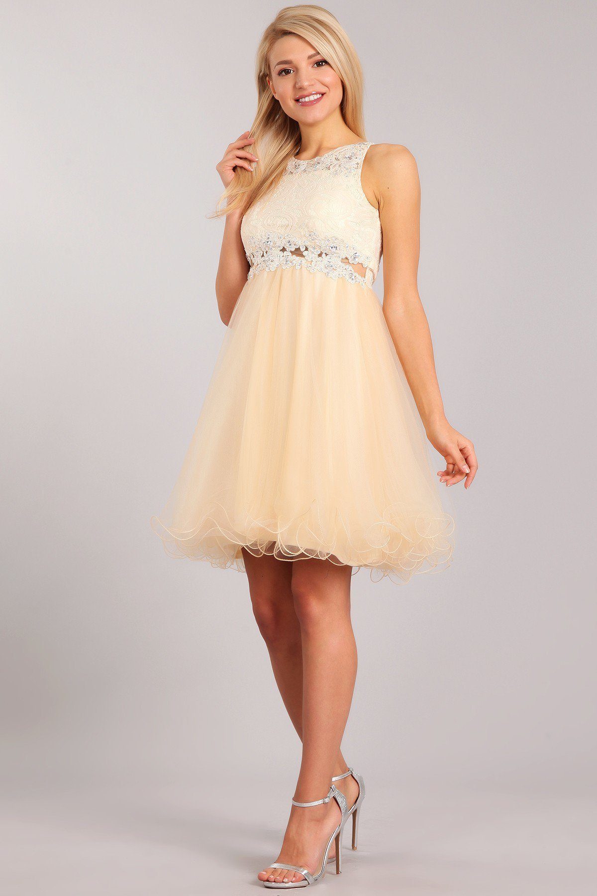Girls Short Ruffled Dress with Lace Bodice by Cinderella Couture 5010 ...
