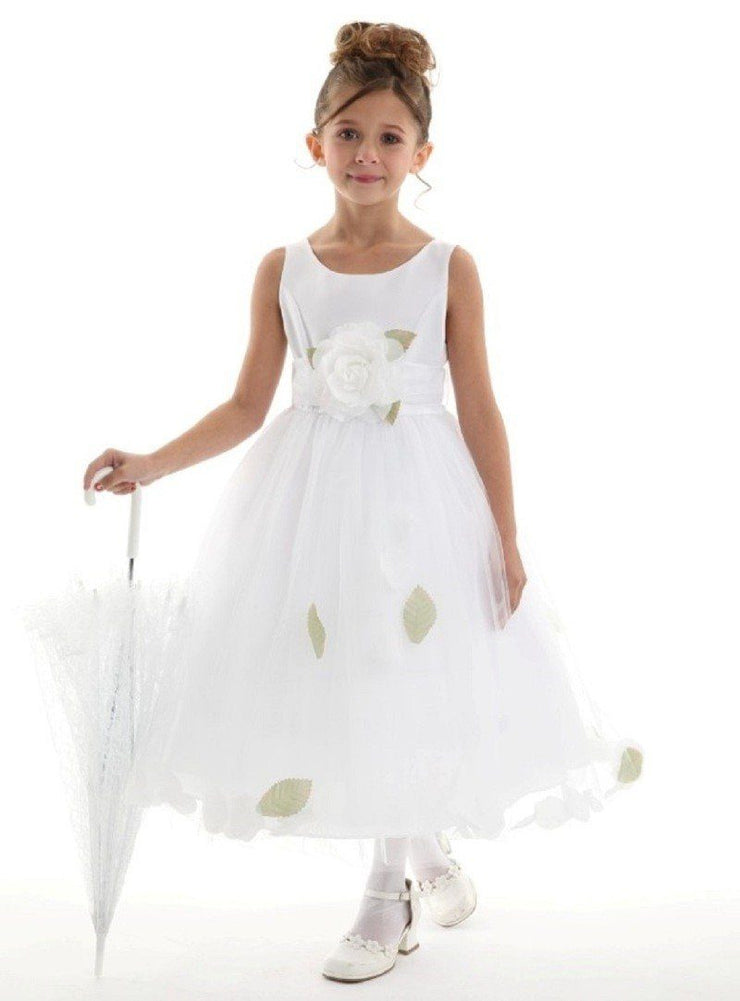 girls white satin dress