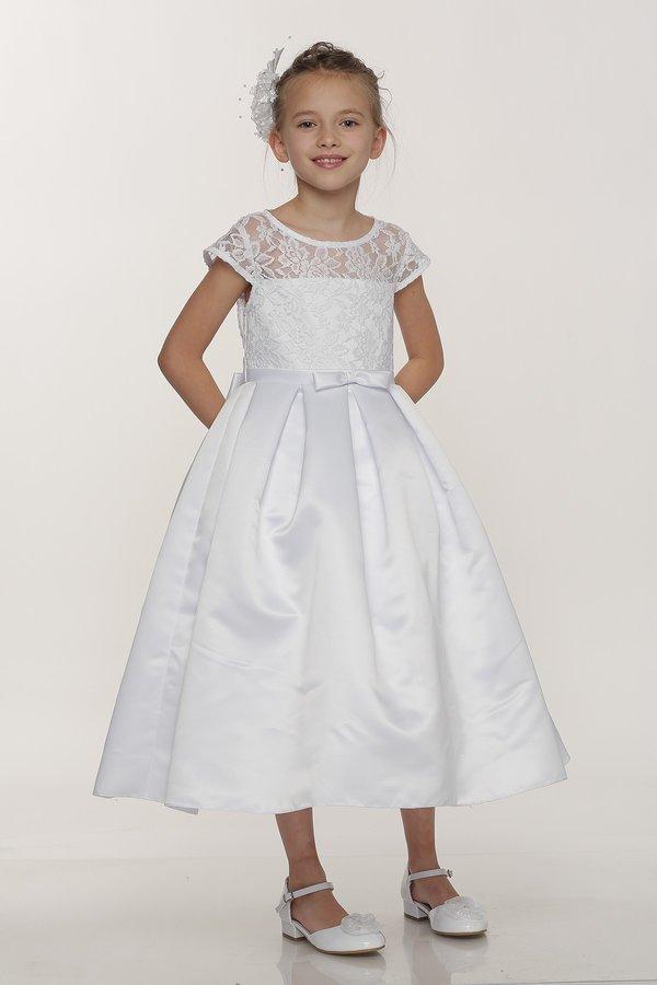 girls white satin dress