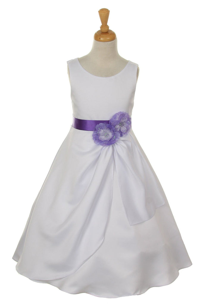 white dress with purple