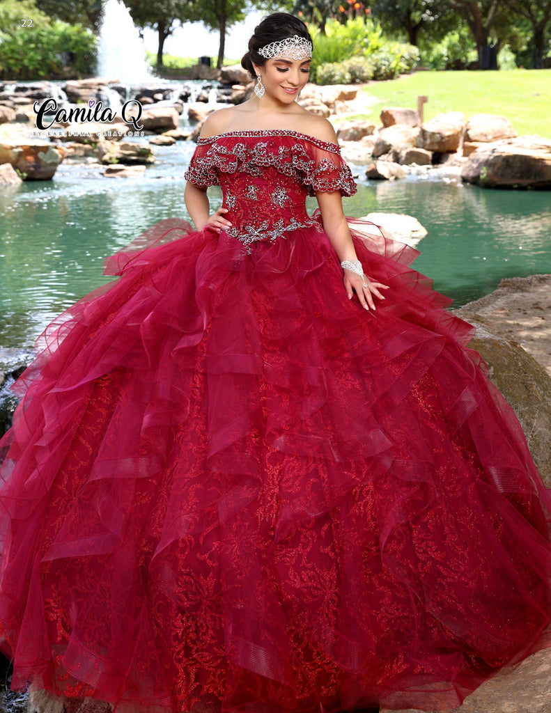 red off the shoulder quince dress