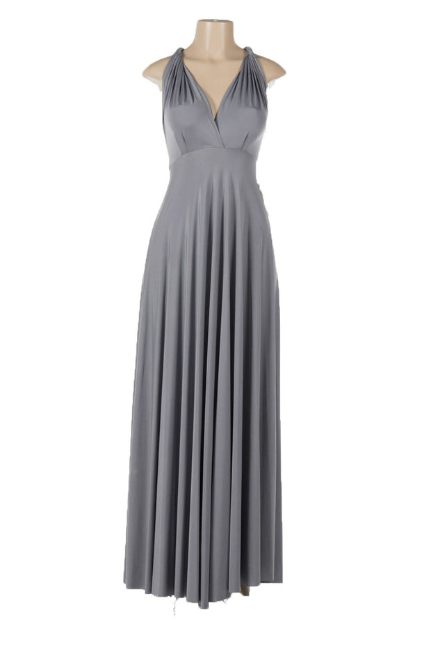 Gray Long Convertible Jersey Dress by Poly USA – ABC Fashion