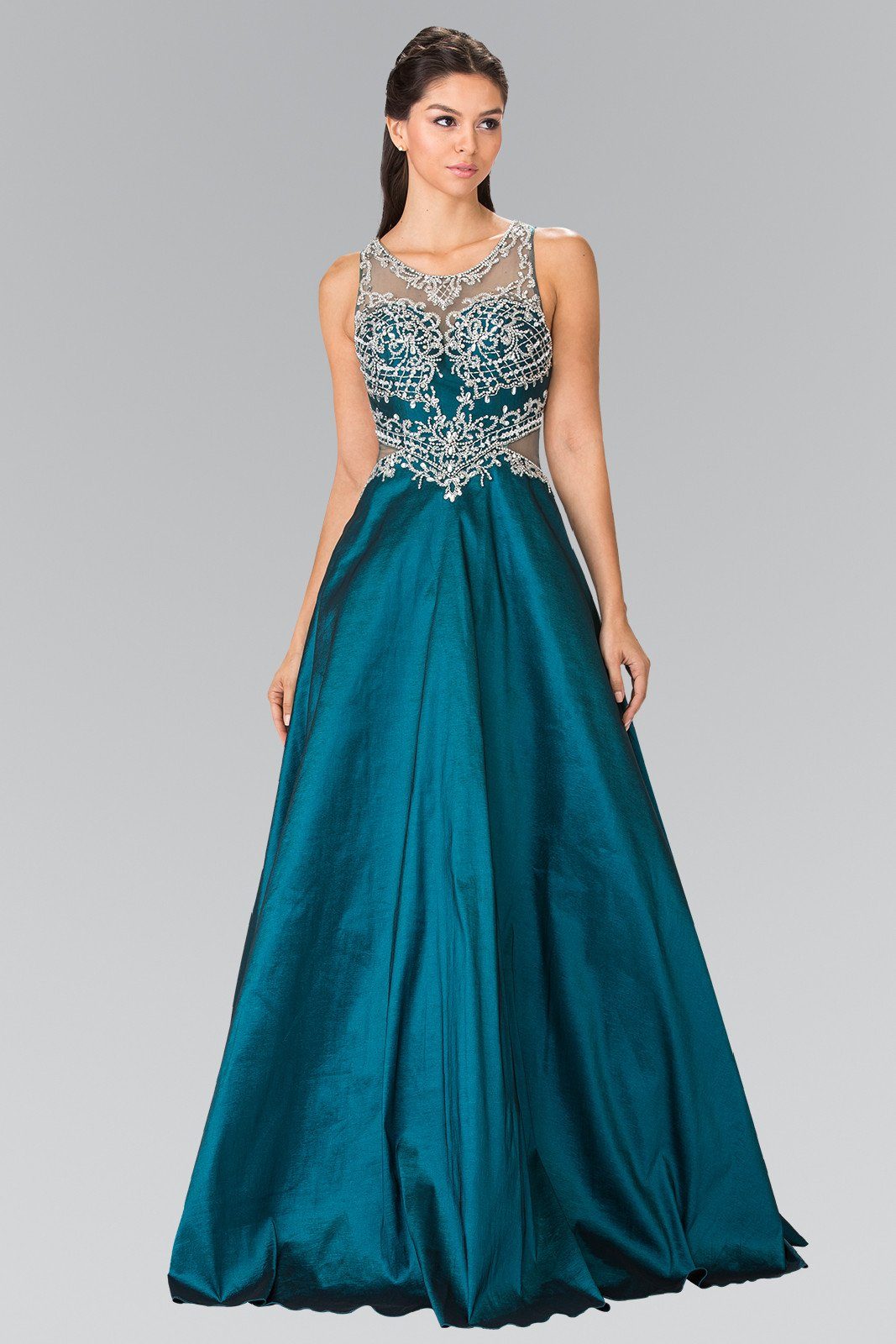 Long Beaded Gown with Sheer Side Cutouts by Elizabeth K GL2253 – ABC ...