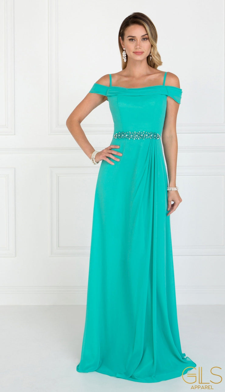 turquoise cold shoulder dress