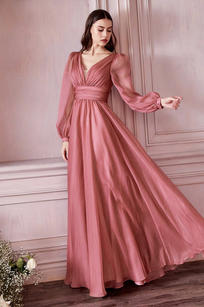 Cinderella Divine CD0192 LONG SLEEVE CHIFFON DRESS - Special Occasion/