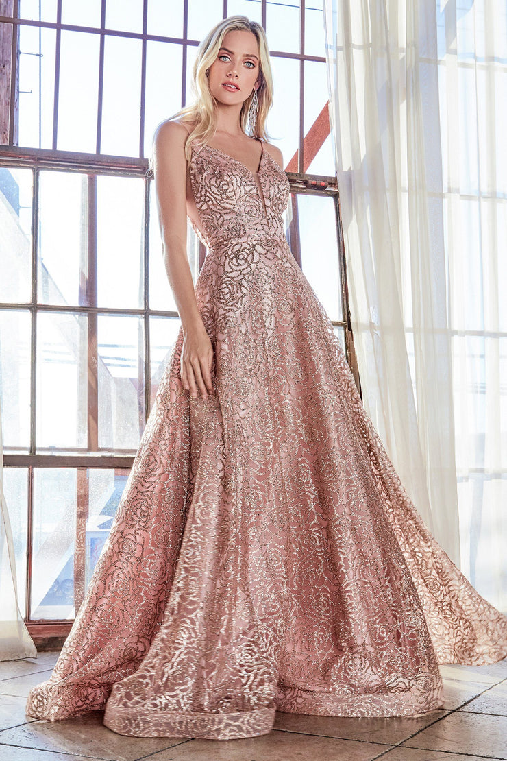 Long Sleeveless Glitter Print Dress by 