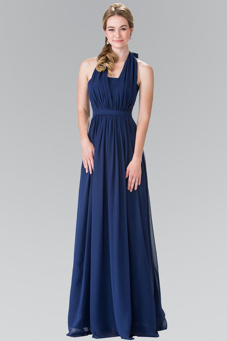 navy blue halter dress long