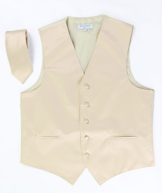 Men's Beige Satin Vest with Necktie – ABC Fashion