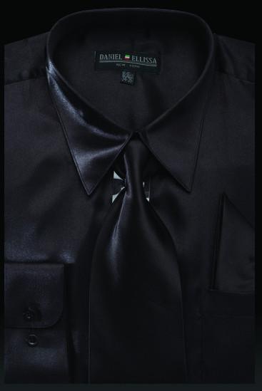 black satin dress shirt