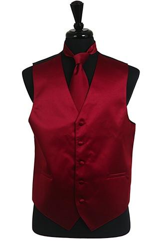 Men's Burgundy Satin Vest with Neck Tie – ABC Fashion