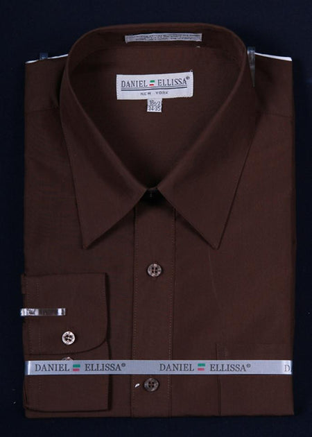 Men's Dark Brown Long Sleeve Dress Shirt – ABC Fashion