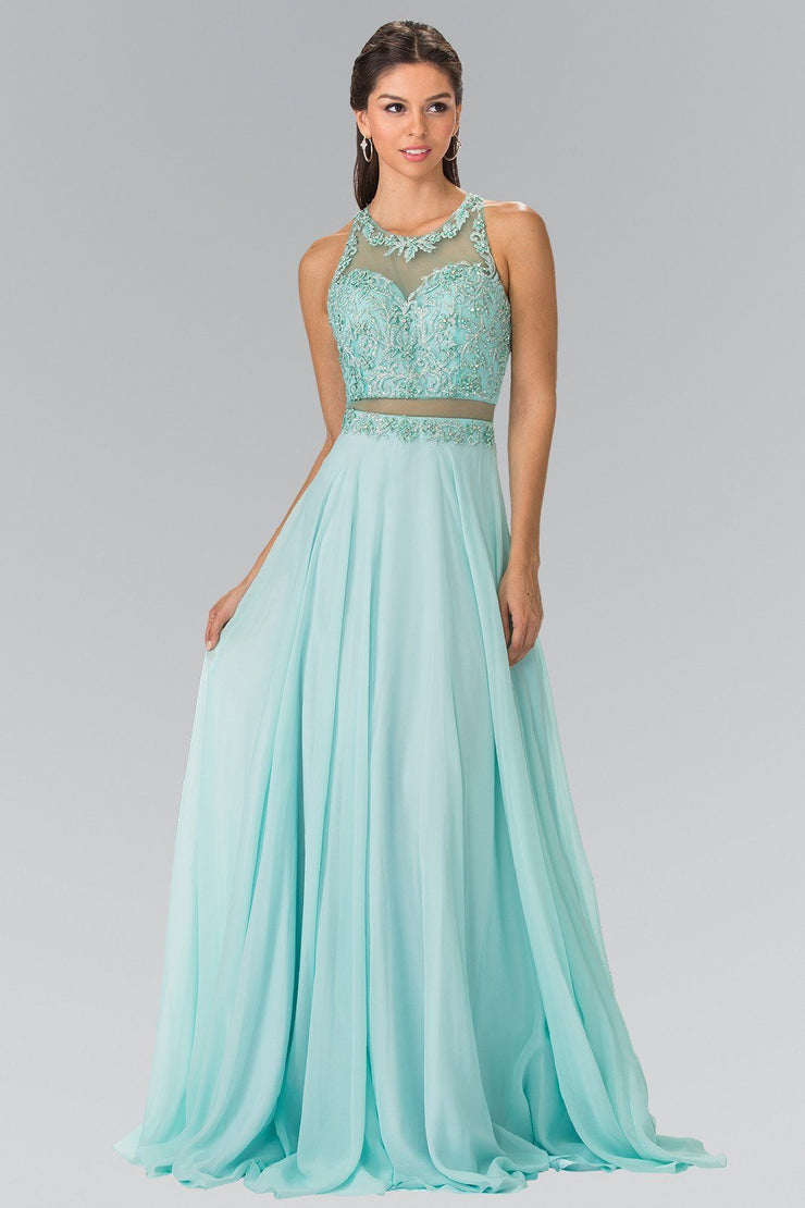 Mock Two-Piece Dress with Beaded Illusion Top by Elizabeth K GL2347 ...