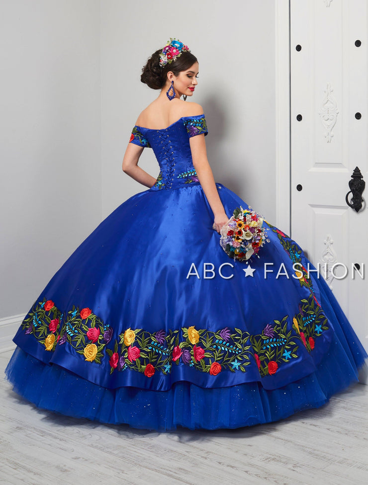 blue and gold charro dress