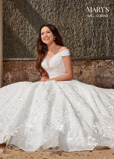 Glitter Print Wedding Ball Gown by Mary's Bridal MB6083 – ABC Fashion