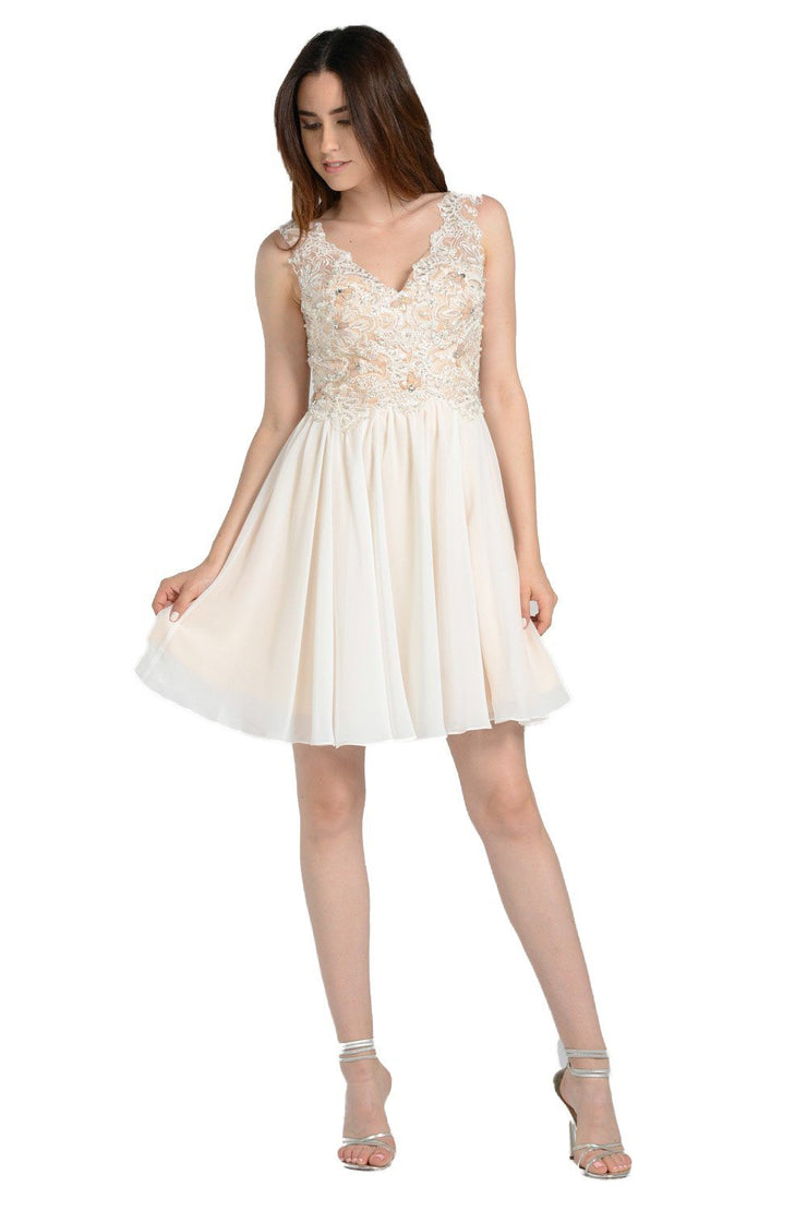 short chiffon lace dress