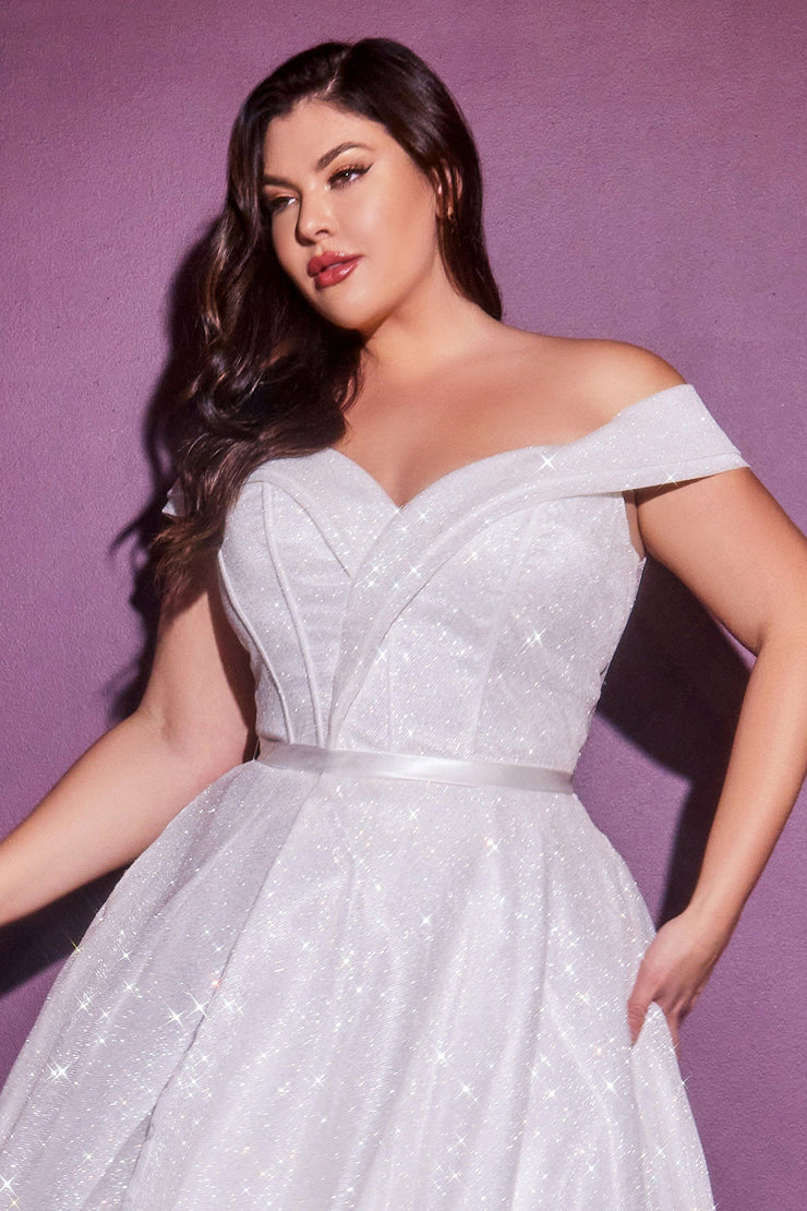 Plus Size Glitter Bridal Gown By Cinderella Divine Cd214wc Abc Fashion 8562