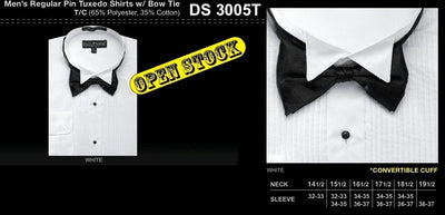Pointed Collar & Half Inch Pleat Tuxedo Shirt with Bow Tie – ABC