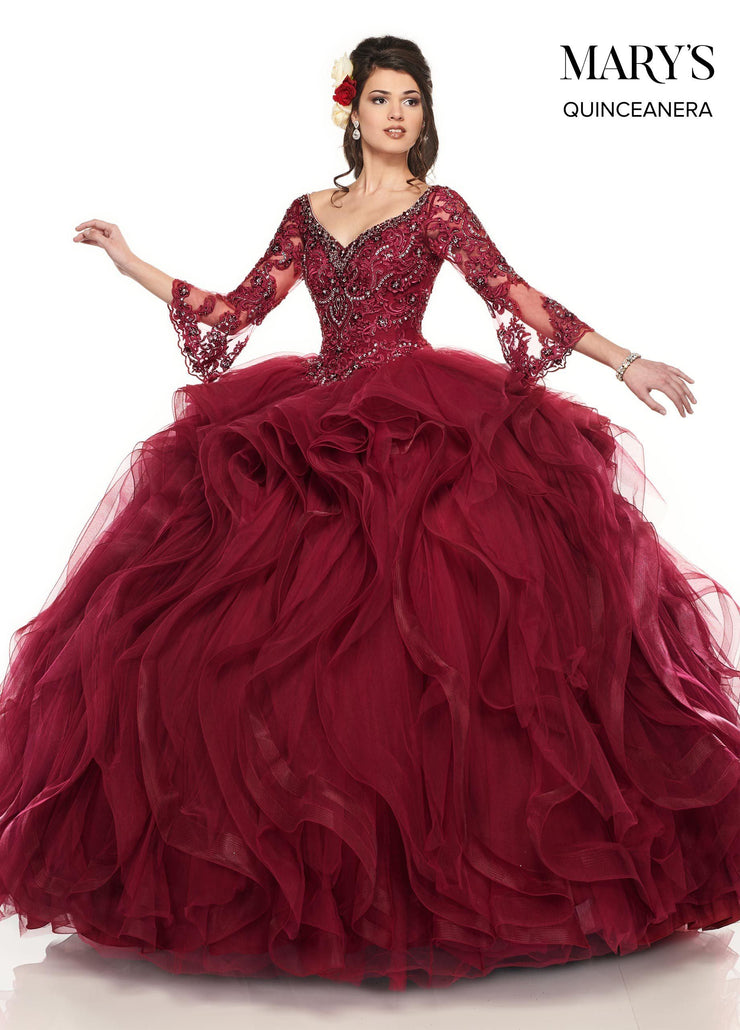 long sleeve burgundy quinceanera dresses