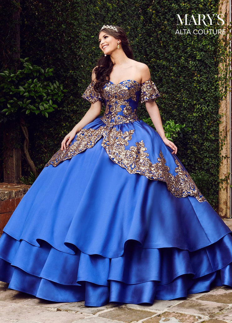 blue and gold charro dress