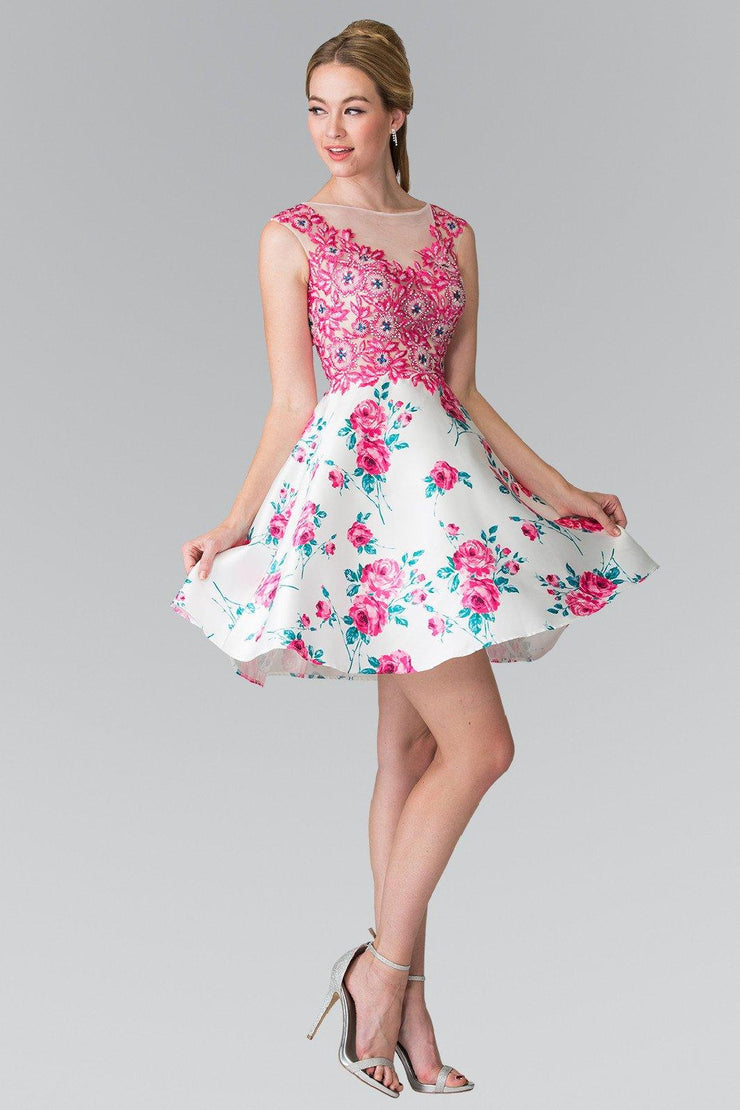 pink floral cocktail dress