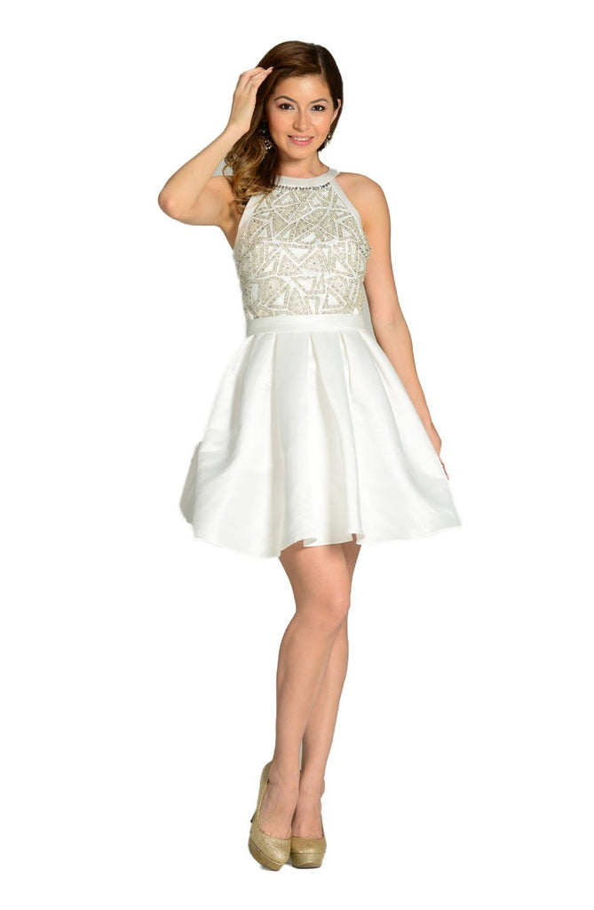 white satin party dress