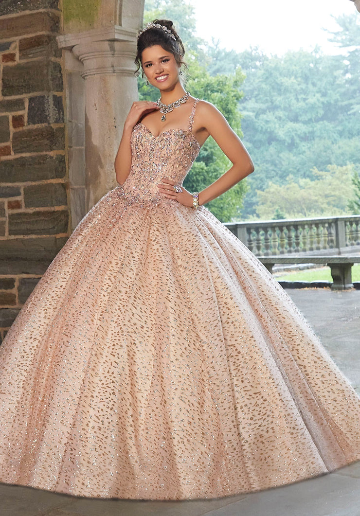 pink glitter quinceanera dresses