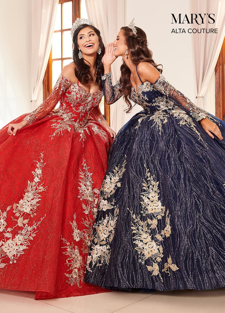 red with gold quinceanera dresses