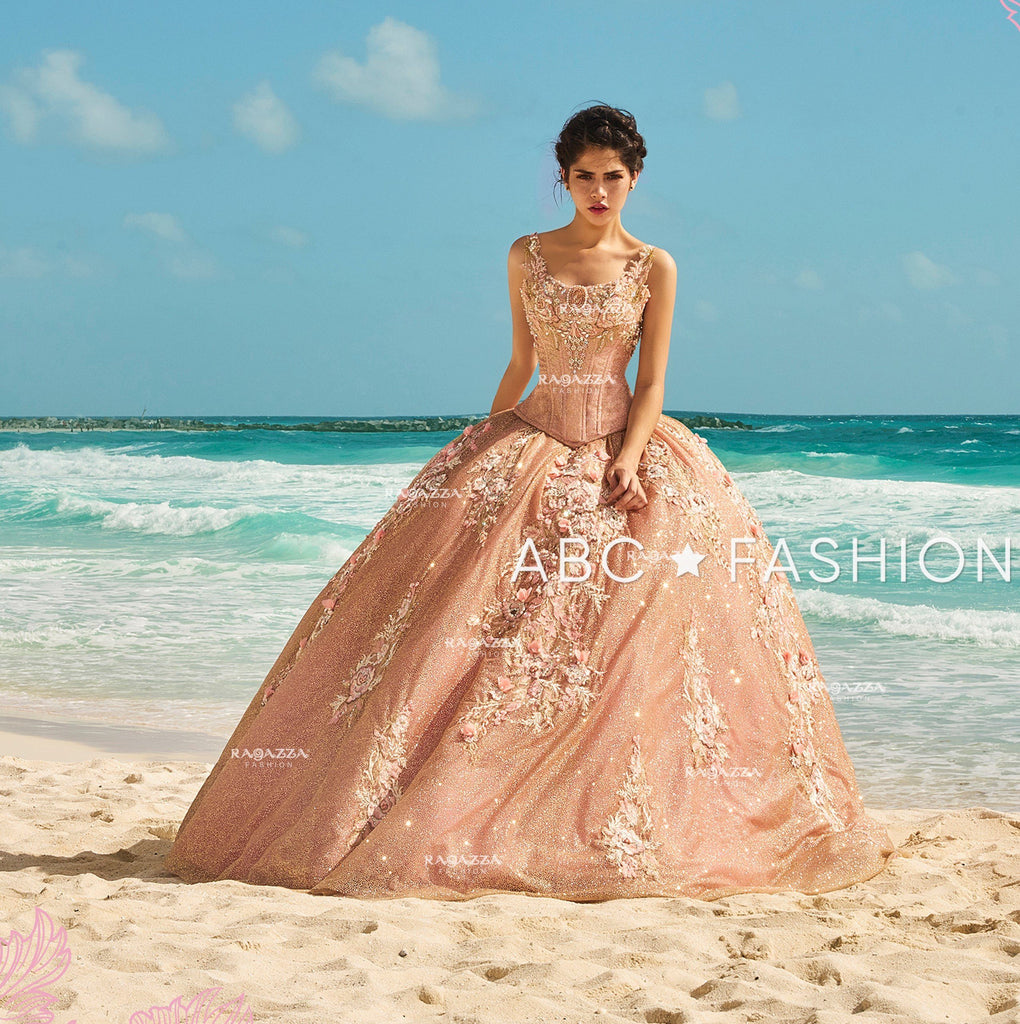 turquoise and gold quinceanera dresses