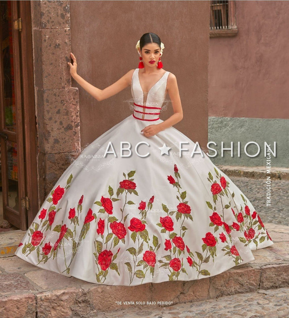 red charro quince dress