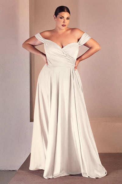 LaDivine A1038W Off-The-Shoulder Plunging Neck Bridal Dress 