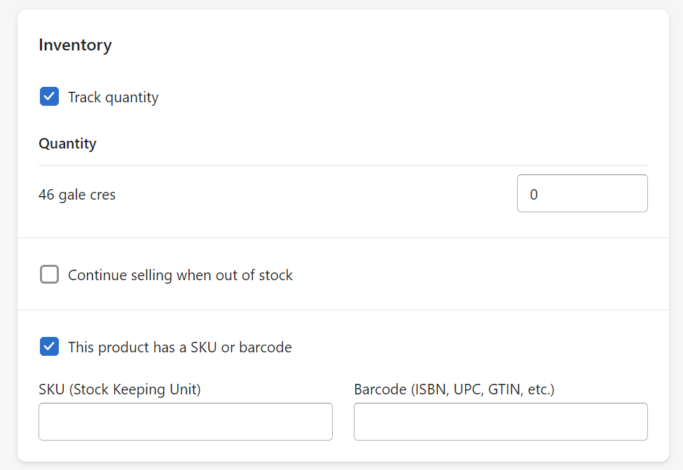 Add your first Shopify product inventory