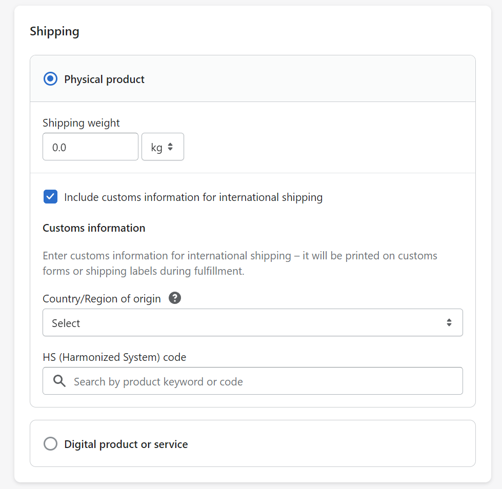 Add your first Shopify product shipping