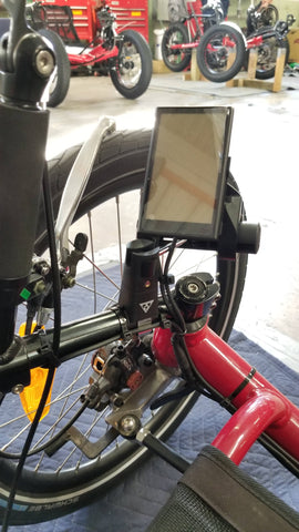 E-BikeKit LCD Dashboard mounted with Topeak bar Extender