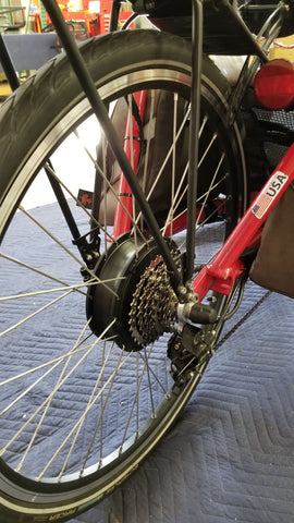 Rear E-BikeKit Geared Hub Motor with 9-speed freewheel