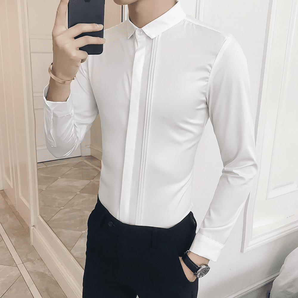 skinny fit tuxedo shirt