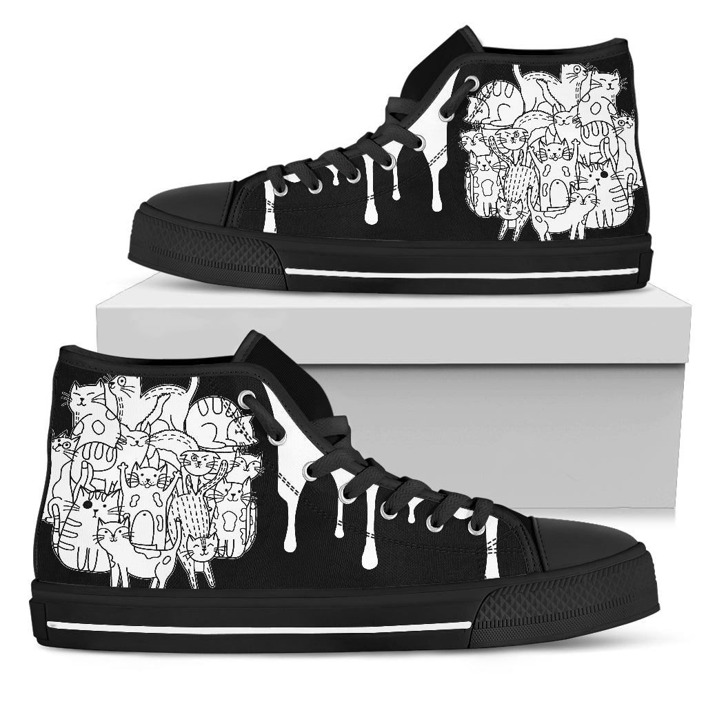 Doodle Art Cat Womens Canvas Shoes