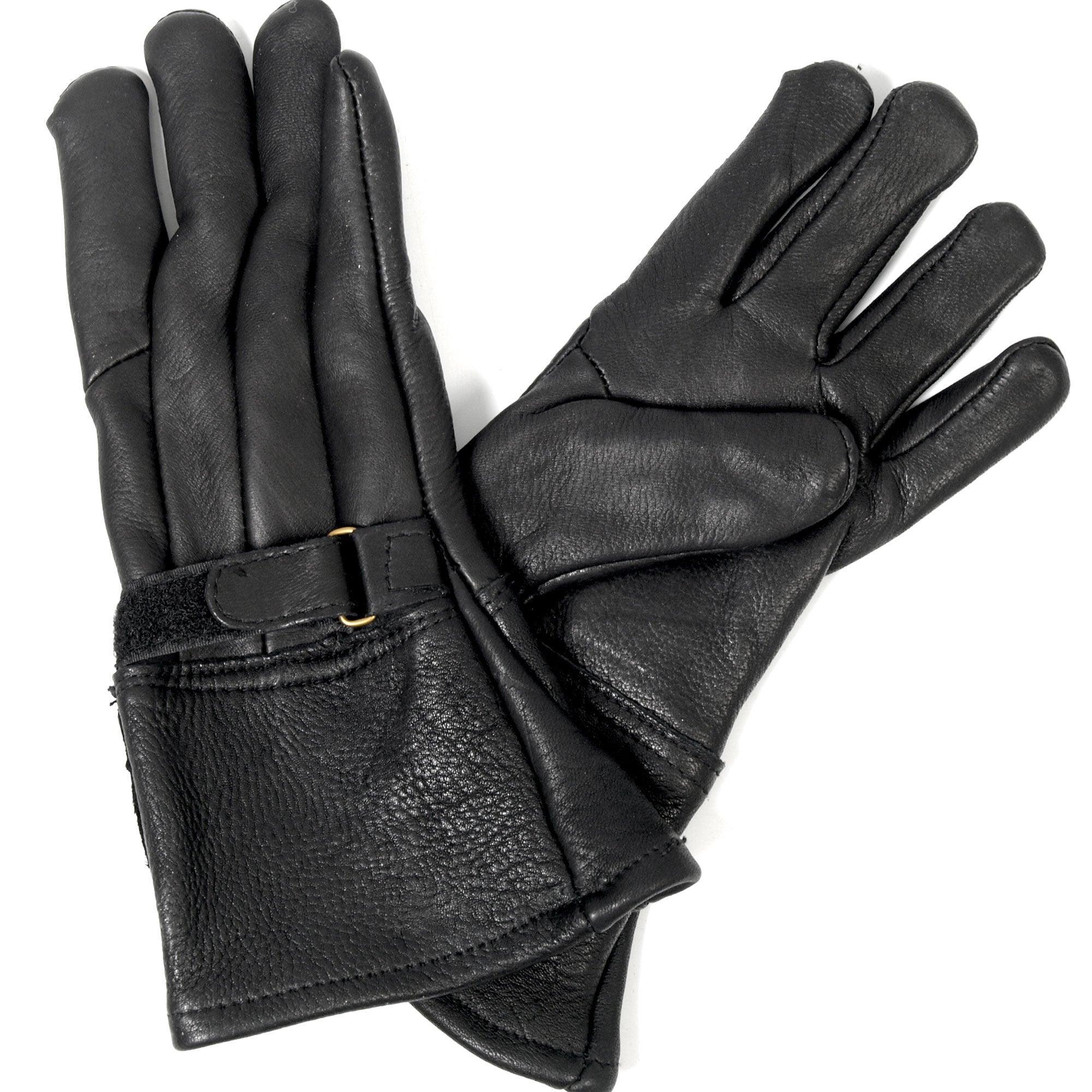 Classic Deerskin Motorcycle Gauntlet Gloves Military Republic