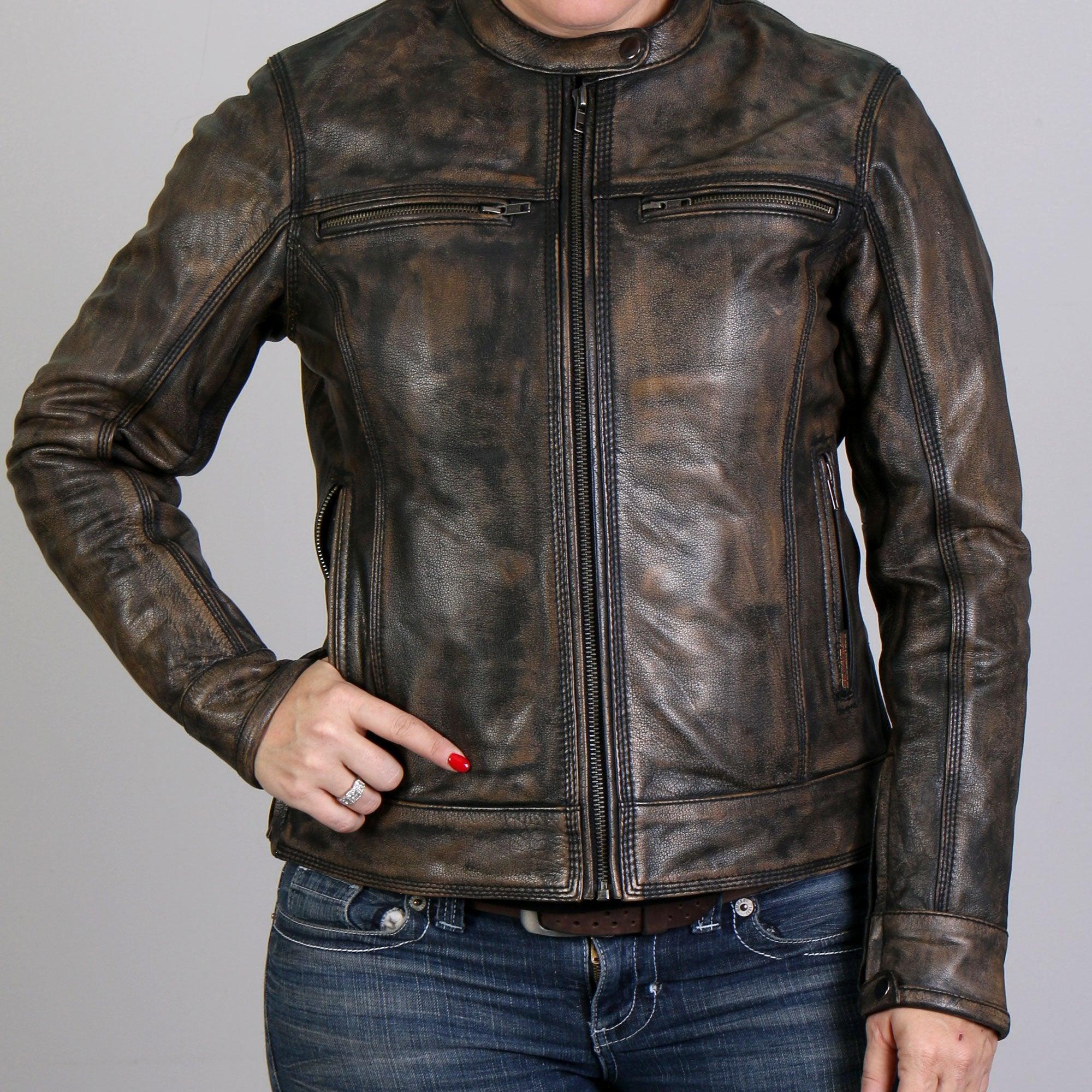 Ladies Distressed Brown Leather Jacket Heritage Collection – Military ...